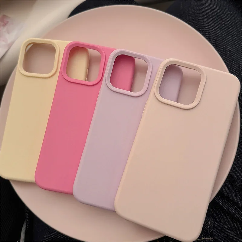 Dopamine-Inspired Silicone Solid Color Simple Fashion Phone Case for iPhone 18 17 Pro 16 Plus 16 18 Pro Max 15 14 13 12 11 Cover