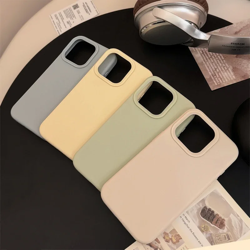 Dopamine-Inspired Silicone Solid Color Simple Fashion Phone Case for iPhone 18 17 Pro 16 Plus 16 18 Pro Max 15 14 13 12 11 Cover