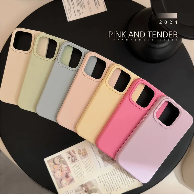 Dopamine-Inspired Silicone Solid Color Simple Fashion Phone Case for iPhone 18 17 Pro 16 Plus 16 18 Pro Max 15 14 13 12 11 Cover