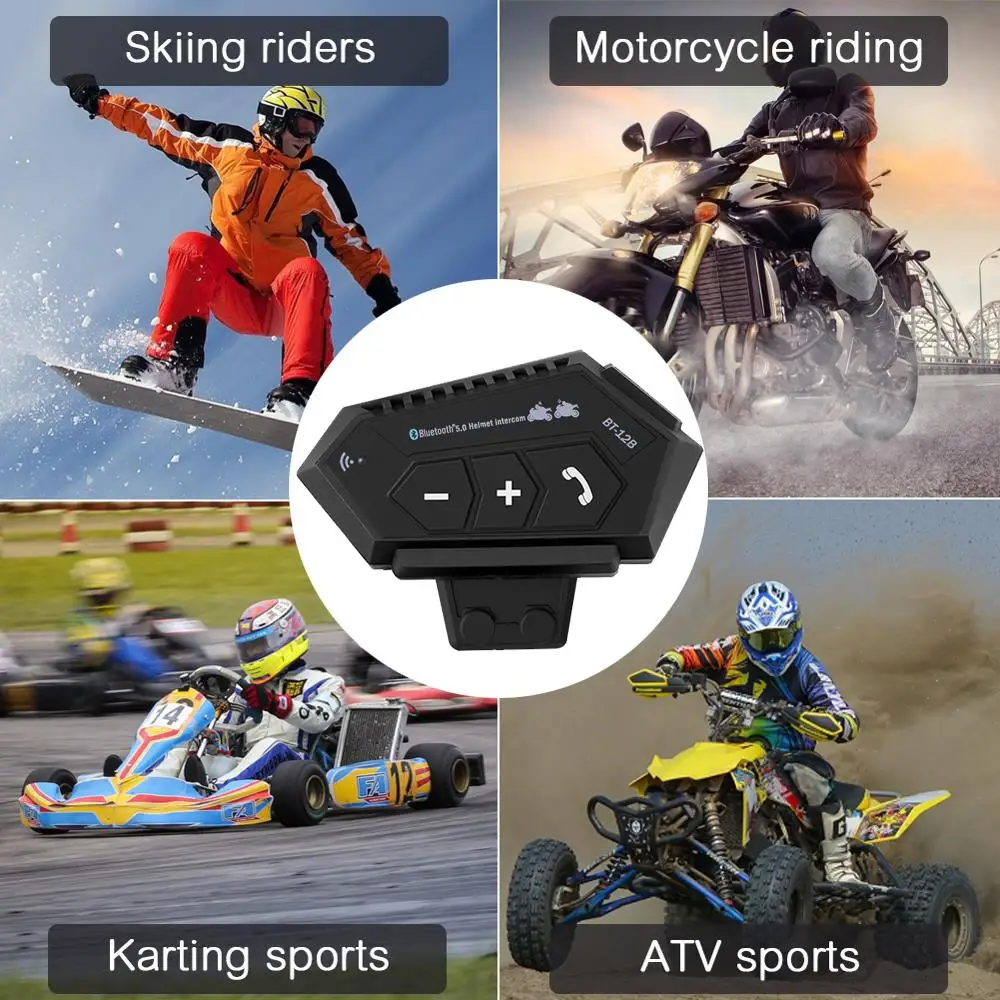 Motorcycle Helmet Headset Bluetooth Earphone Wireless Handsfree Mic Headphones Music Player Voice Control For Motorbike Rider