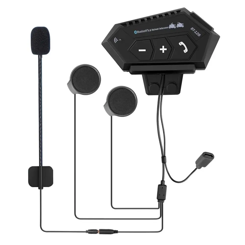 Motorcycle Helmet Headset Bluetooth Earphone Wireless Handsfree Mic Headphones Music Player Voice Control For Motorbike Rider