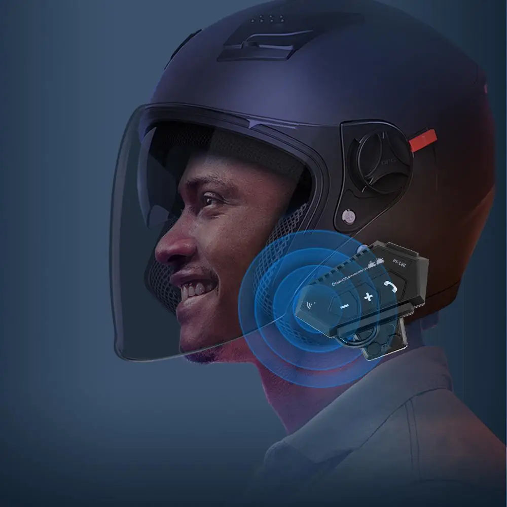 Motorcycle Helmet Headset Bluetooth Earphone Wireless Handsfree Mic Headphones Music Player Voice Control For Motorbike Rider