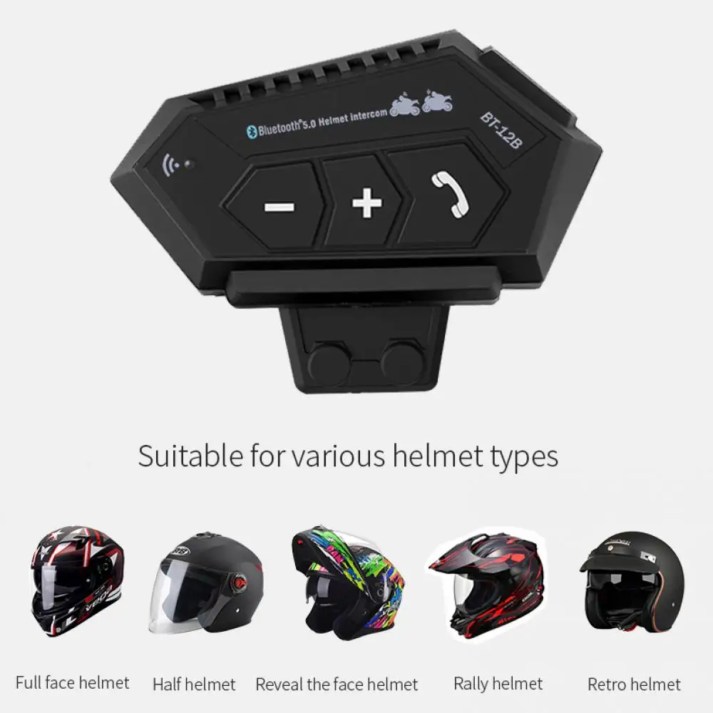 Motorcycle Helmet Headset Bluetooth Earphone Wireless Handsfree Mic Headphones Music Player Voice Control For Motorbike Rider