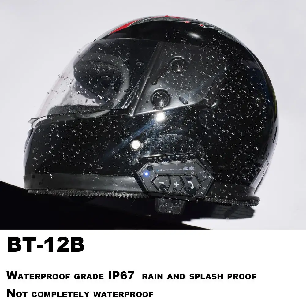 Motorcycle Helmet Headset Bluetooth Earphone Wireless Handsfree Mic Headphones Music Player Voice Control For Motorbike Rider