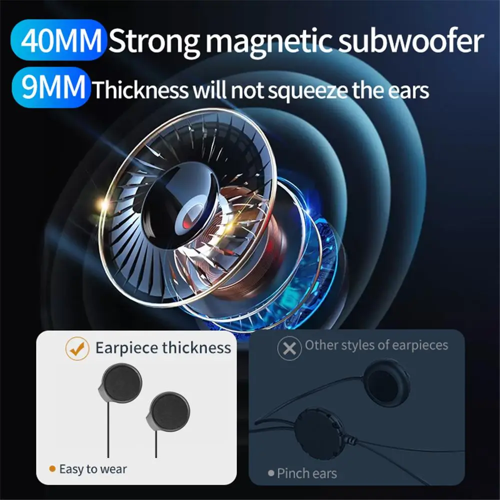 Motorcycle Helmet Headset Bluetooth Earphone Wireless Handsfree Mic Headphones Music Player Voice Control For Motorbike Rider