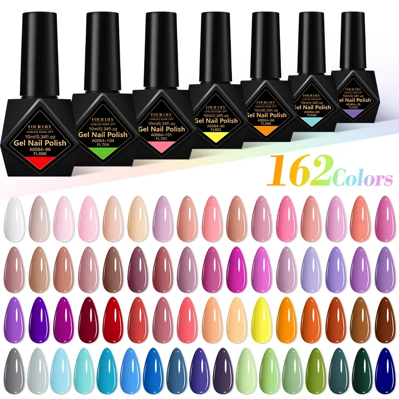 10ml Gel Nail Polish 162 Colors Nail Supplies Vernis Semi Permanent Nail Art Manicure Soak Off LED UV Gel Nail Varnishes Summer