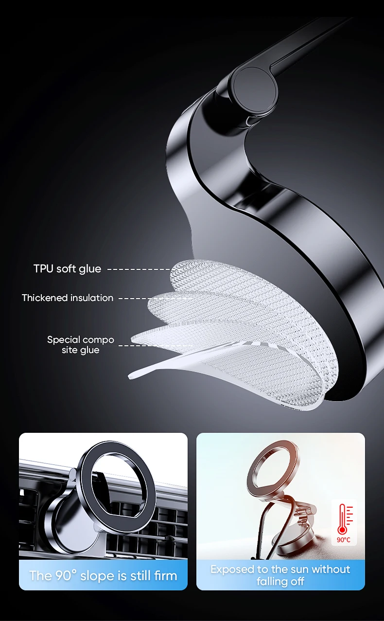 1080 Magsafe Car Phone Holder For Vehicles Mobile Support For The Car Cell Phone Holder in Car For iPhone 16 15 Pro Max Plus