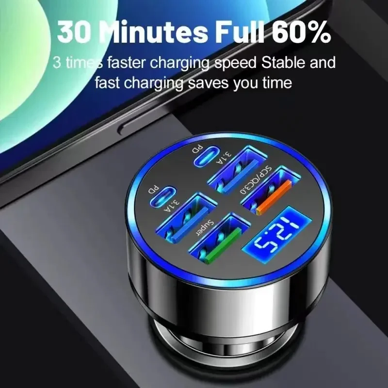 350W USB Car Charger PD QC3.0 USB C Car Phone Charger Type C Adapter for iPhone Samsung Huawei Xiaomi Quick Charge ﻿