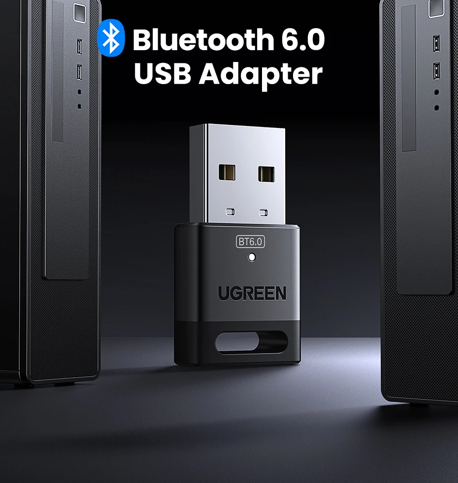 USB Bluetooth Adapter, Bluetooth 6.0 Dongle for PC Windows 11/10/8.1, Receiver & Transmitter for Keyboard/Mouse