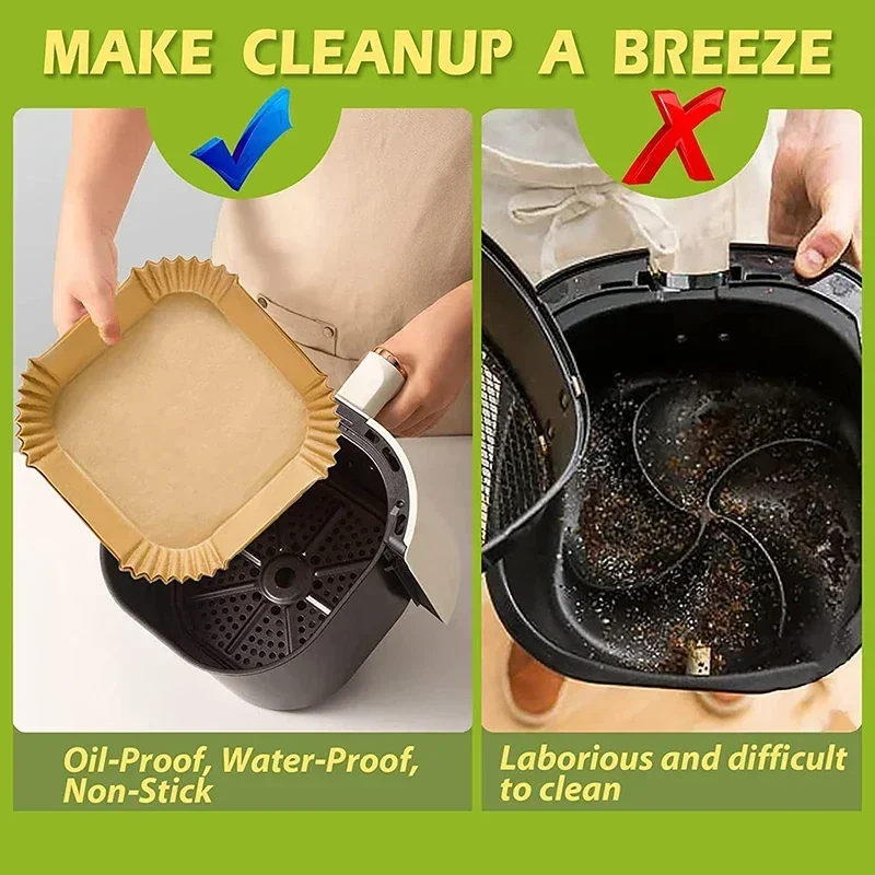 Air Fryer Paper Oven Paper Disposable Send Brush Non-Stick Airfryer Baking Papers Liners Parchment Paper for Baking Microwave