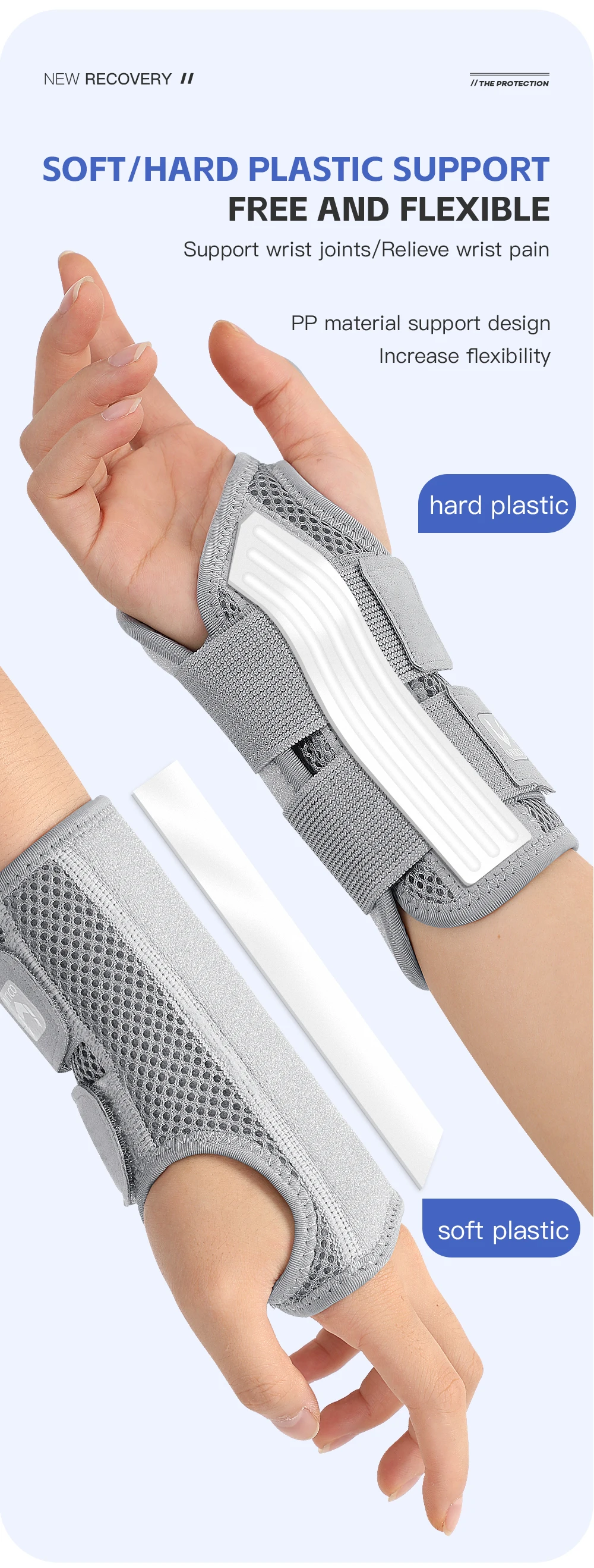 Wrist Brace for Carpal Tunnel Support Brace with Splints Hand Support for Arthritis Tendonitis Sprain Injuries Wrist Pain 1PC