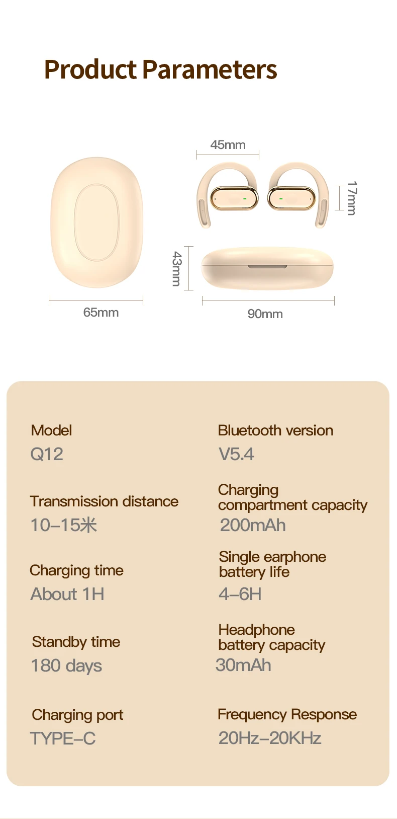 Bluetooth 5.4 Earphones IPX7 Waterproof 20Hrs Wireless Headphones with ENC Noise Cancelling Mic Deep Bass For Sports Workout Gym