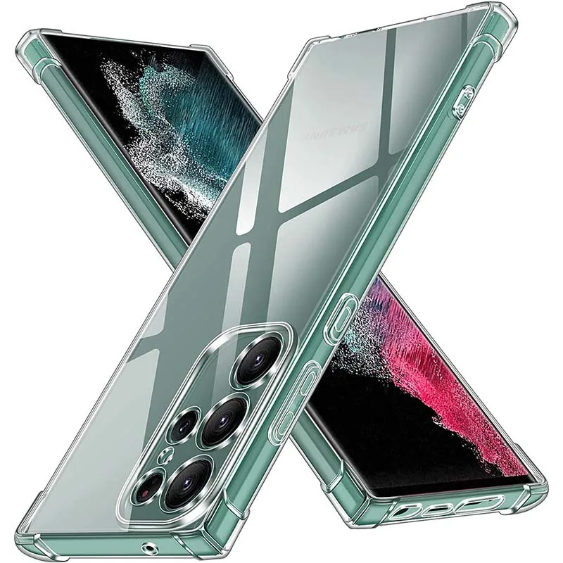 Shockproof Clear Silicone Soft Case For Samsung S25 S24 S23 S22 S21 Ultra plus note20 Galaxy S 23 22 21 FE + Phone Cases Cover