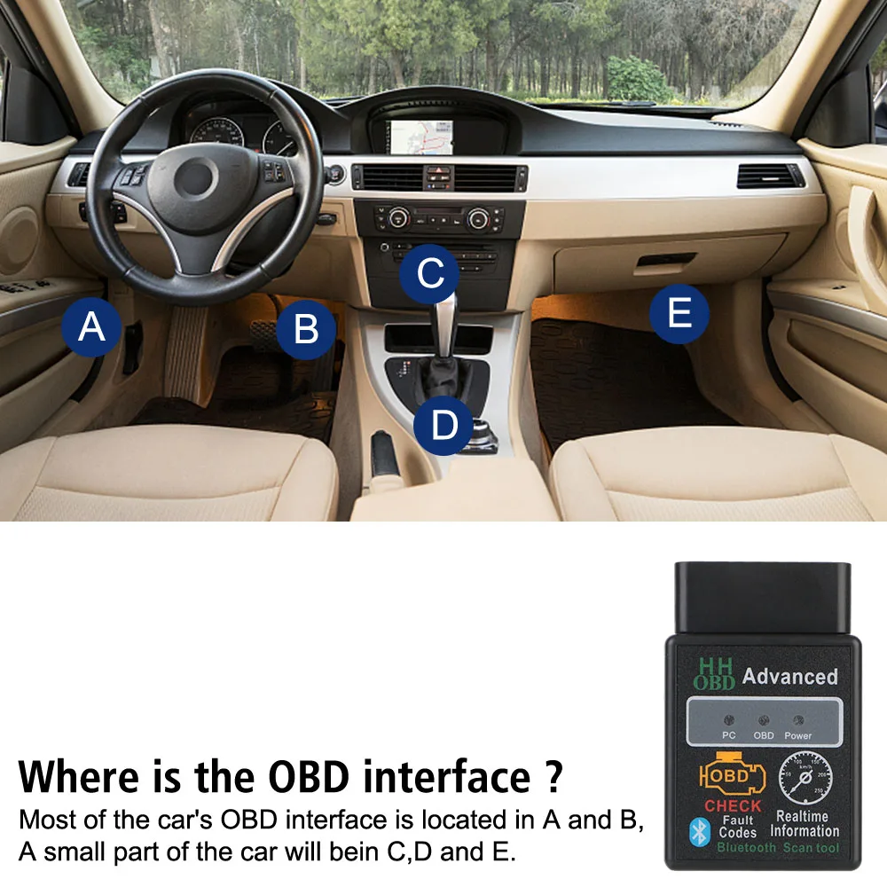 16 Pin 12V Car Diagnostic Tools V1.5 ELM327 OBD2 Code Reader Scanner Bluetooth 5.1 OBD 2 Interface Adapter Auto Engine Tester