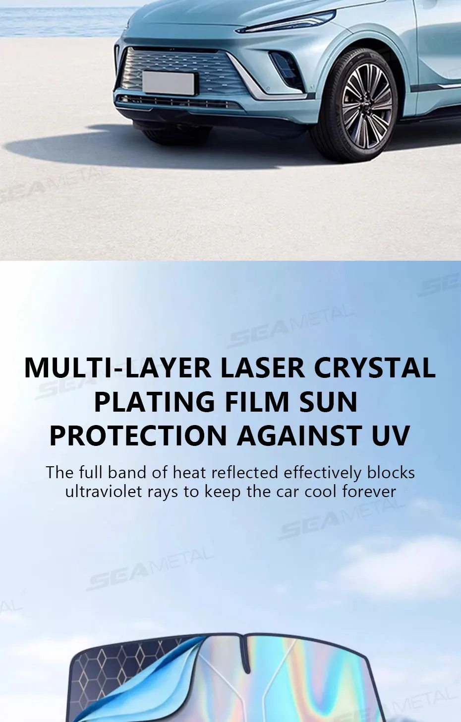 SEAMETAL 5-Layer Car Windshield Sun Shade Cover Foldable Thicken Front Window UV Refletive Sunshade Curtain Sun Protection Cover