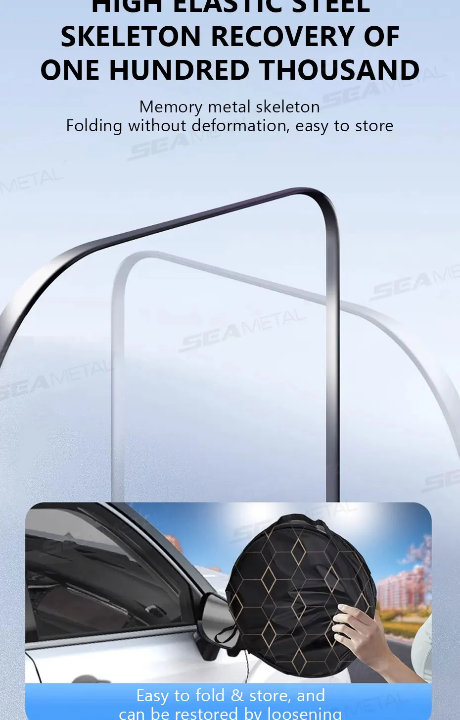 SEAMETAL 5-Layer Car Windshield Sun Shade Cover Foldable Thicken Front Window UV Refletive Sunshade Curtain Sun Protection Cover