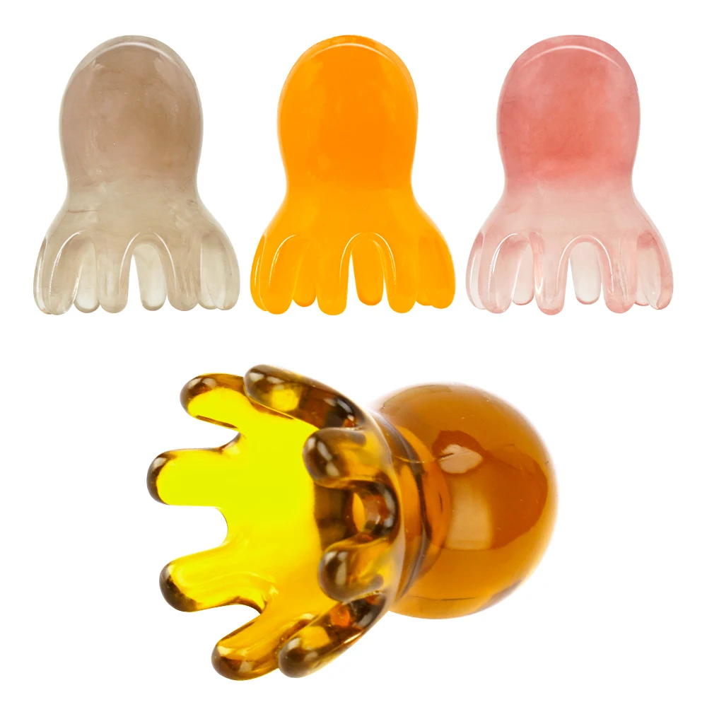 1pc Octopus Shaped Head Meridian Acupoint Massage Comb Wide Tooth Scalp Comb Back Neck and Back Manual Deep Massage Tools