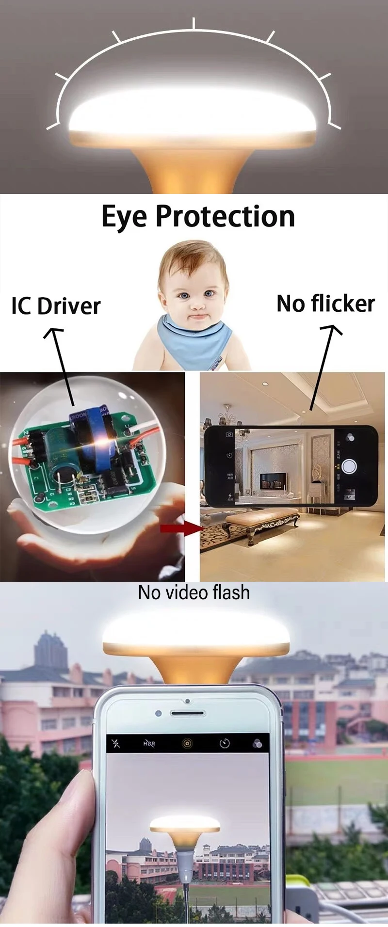 1PC 220V LED Bulb E27 Base Household Energy Saving Lamp 20W 30W 40W 60W 100W Indoor Lighting Flying Saucer Light Ampoule E27