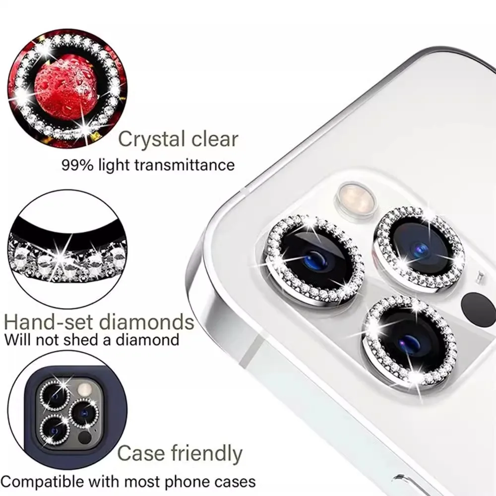 Bling Glitter Diamond Camera Lens Protector Case For iPhone 18 17 16 15 14 13 12 11Pro Max Plus Ultra Fold Sreen Protectors Film