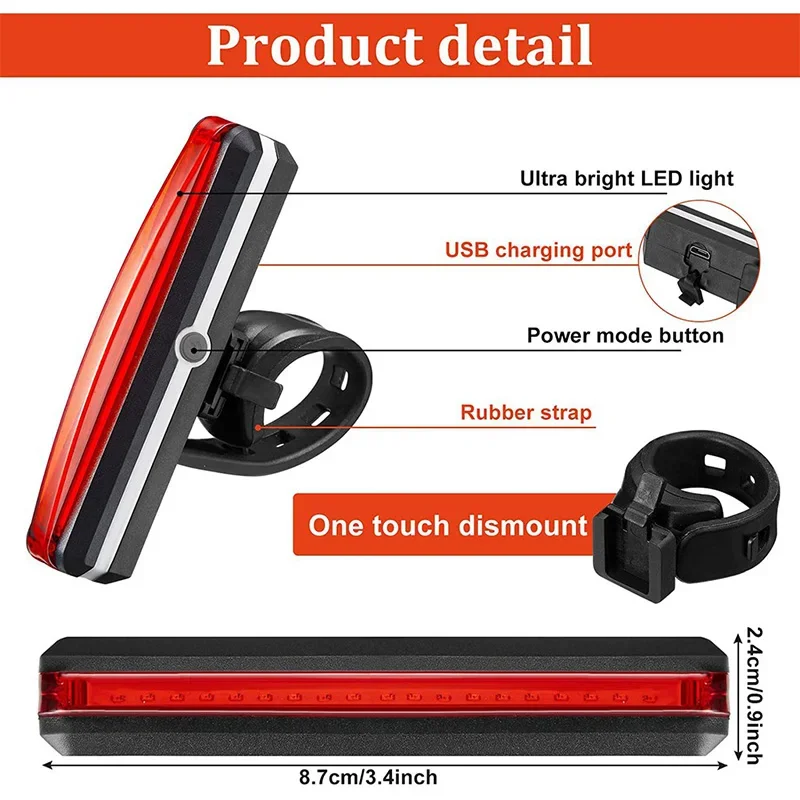 BUCKLOS Bike Light COB Front Rear Bicycle Lights LED Rechargeable Mountain Road Bicycle Lamp MTB Tail Light Cycling Flashlight