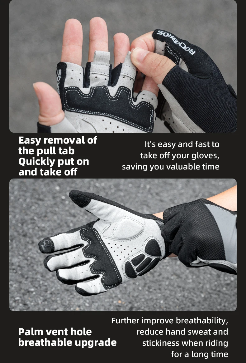ROCKBROS Half Finger Bike Gloves MTB Road Spring Summer Breathable Shorts Bicycle Gloves Men Women Gel Padded Cycling Gloves