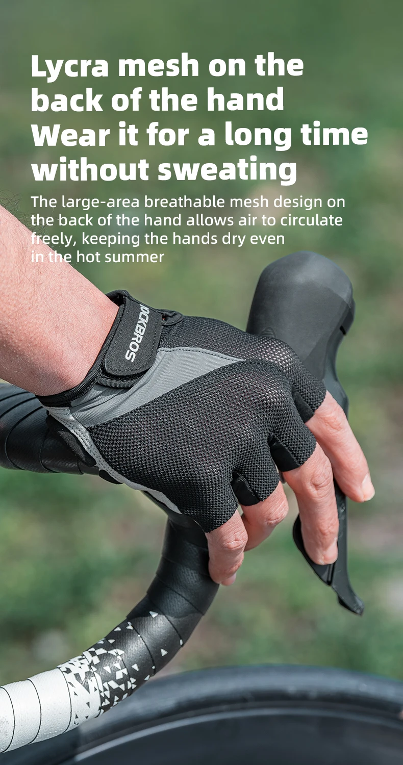 ROCKBROS Half Finger Bike Gloves MTB Road Spring Summer Breathable Shorts Bicycle Gloves Men Women Gel Padded Cycling Gloves