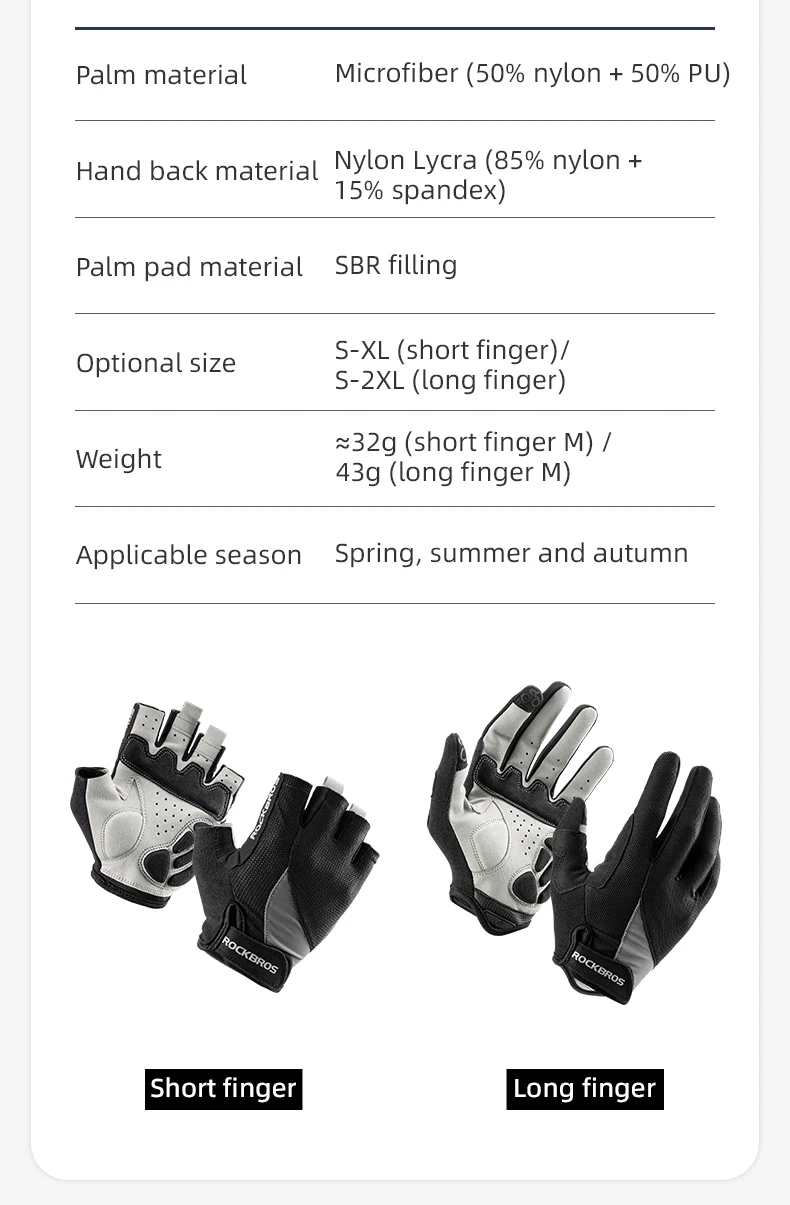 ROCKBROS Half Finger Bike Gloves MTB Road Spring Summer Breathable Shorts Bicycle Gloves Men Women Gel Padded Cycling Gloves