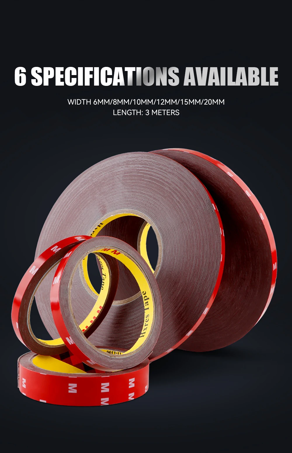 iLMH Extra Strong Double Sided Tape Adhesive Car Special Tear Off Without Leaving Traces High Viscosity Mounting Fixing Sticky