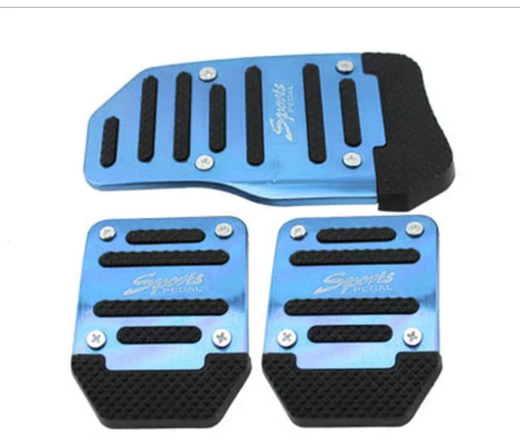 Aluminum Car Pedal Cover Set Automatic Transmission & Gas Foot Covers in Red Silvery, Blue - Stylish Auto Interior Accessories
