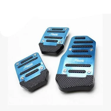 Aluminum Car Pedal Cover Set Automatic Transmission & Gas Foot Covers in Red Silvery, Blue - Stylish Auto Interior Accessories