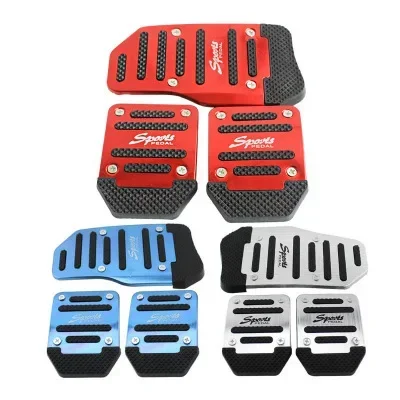 Aluminum Car Pedal Cover Set Automatic Transmission & Gas Foot Covers in Red Silvery, Blue - Stylish Auto Interior Accessories