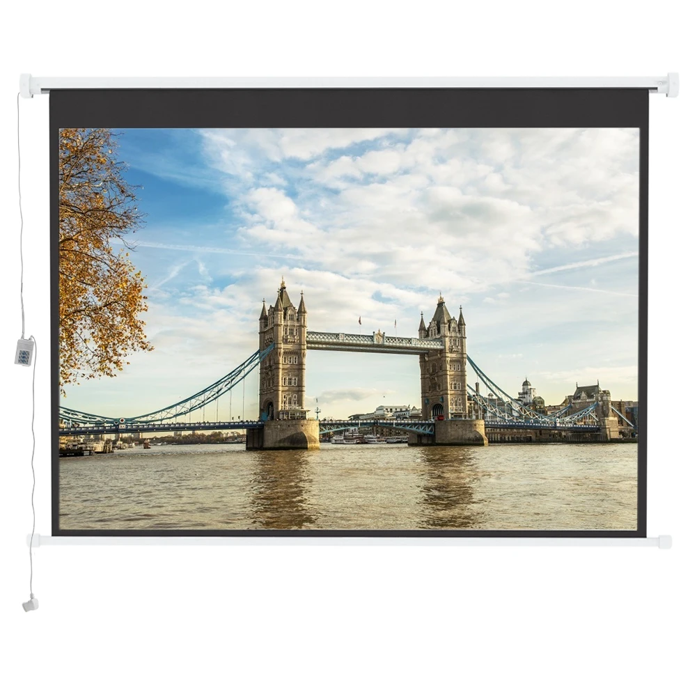100 Inch Electric Projector Screen Matte White HD for School Home Cinema