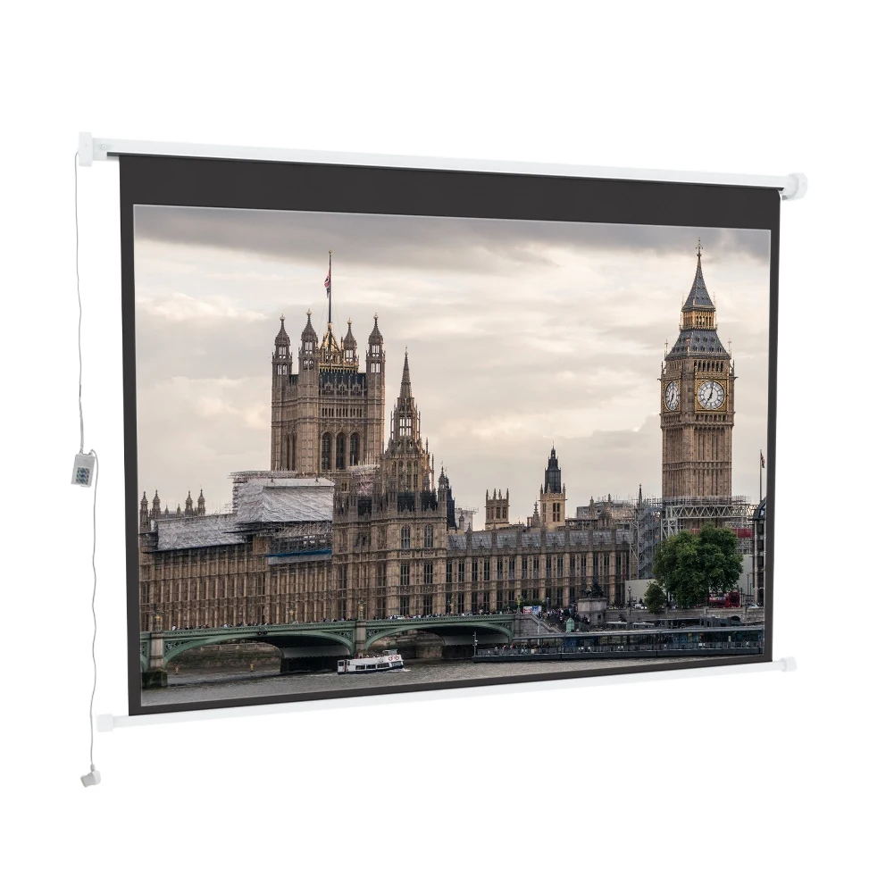 100 Inch Electric Projector Screen Matte White HD for School Home Cinema