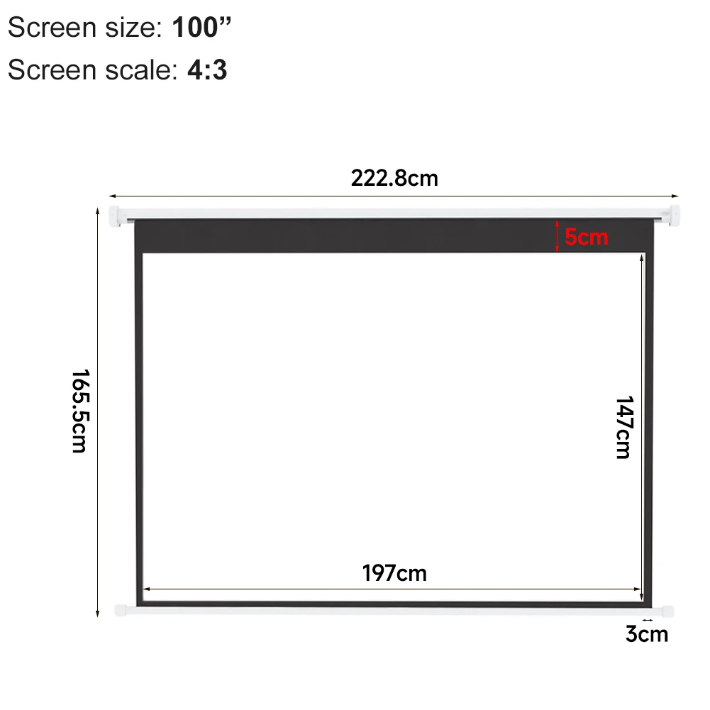 100 Inch Electric Projector Screen Matte White HD for School Home Cinema