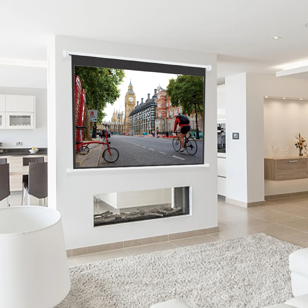 100 Inch Electric Projector Screen Matte White HD for School Home Cinema