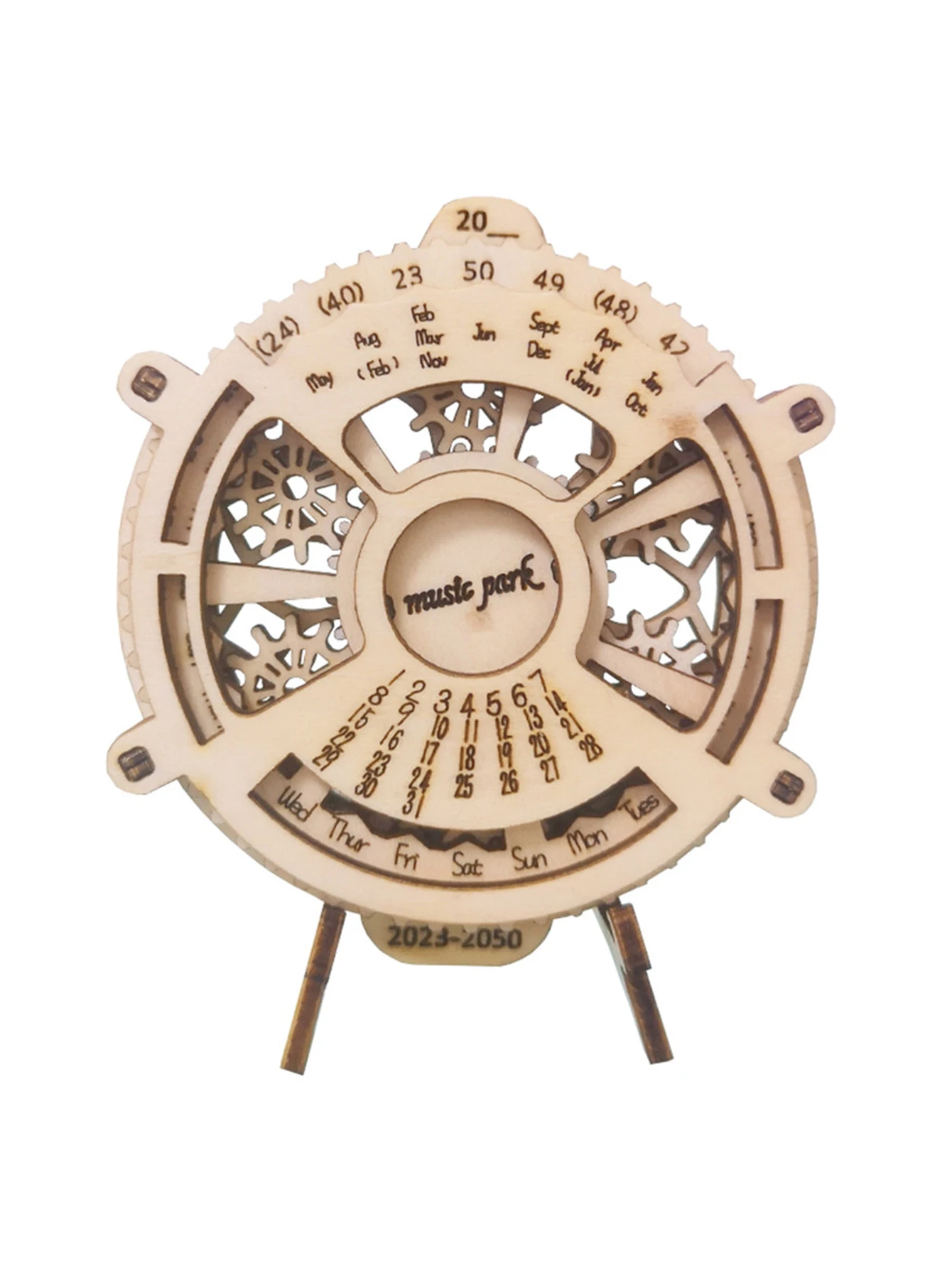 3D Wooden Puzzle Perpetual Calendar Mechanical Gears Toy Building Set Brain Teaser Games Engineering Toys Model Kits Handmade