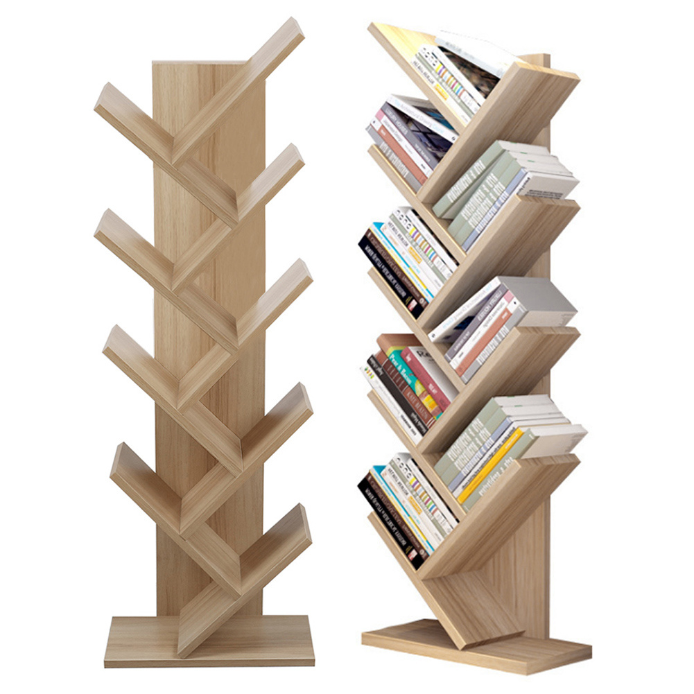 Voltsify Rustic Standing Tree Bookshelf Wood Display Rack Kids Bookshelf Bookshelves for Home