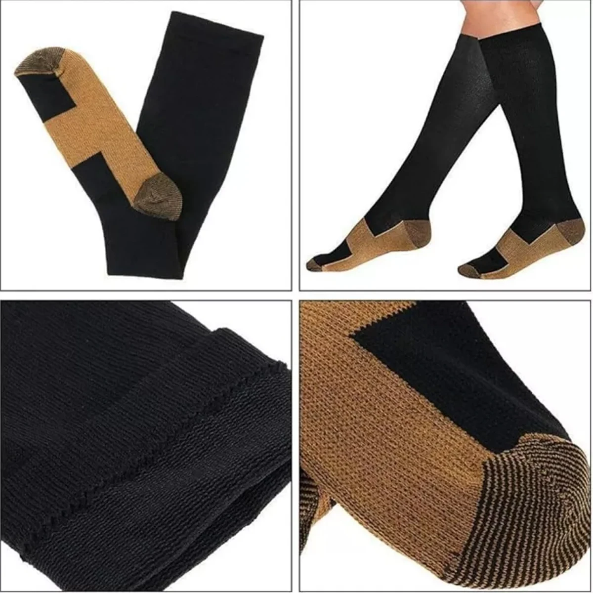 5Pair Sports Copper Compression Socks Anti Varicose Veins for Women and Men Calf Support Socks for Running Nurses Flight Travel