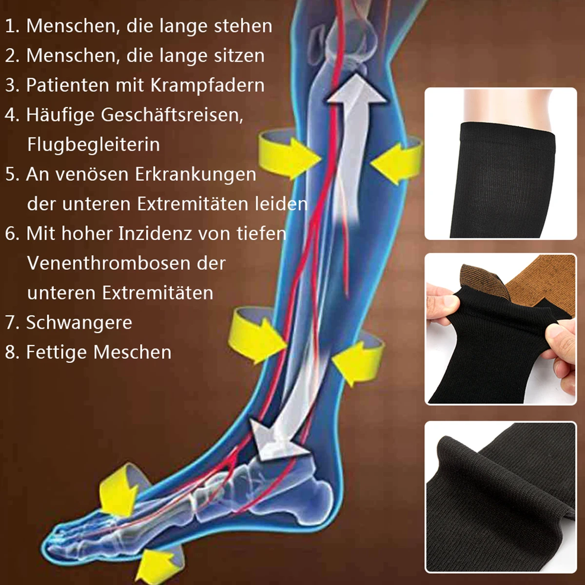 5Pair Sports Copper Compression Socks Anti Varicose Veins for Women and Men Calf Support Socks for Running Nurses Flight Travel