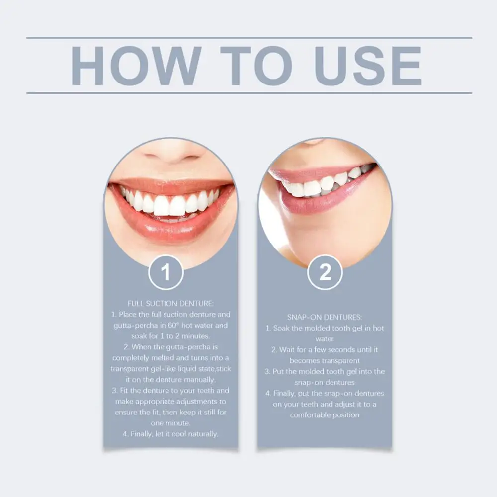 Denture Set False Teeth Top And Bottom Denture Solution Realistic False Teeth Professional Temporary Teeth Kit For Lovers