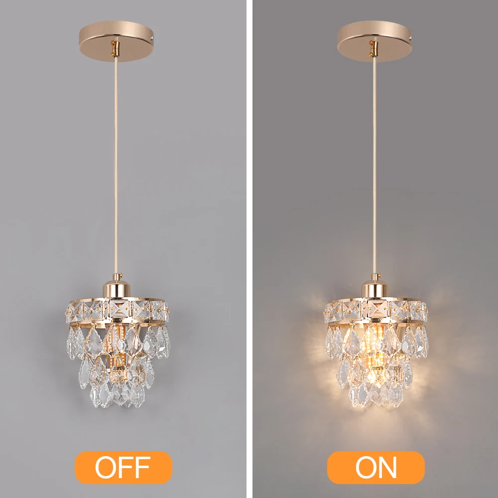 Crystal K9 Chandelier Lamp Living Bedroom Indoor Hanging Lighting Fixtures Modern Gold Pendant Lights for Restaurant Cloakroom E