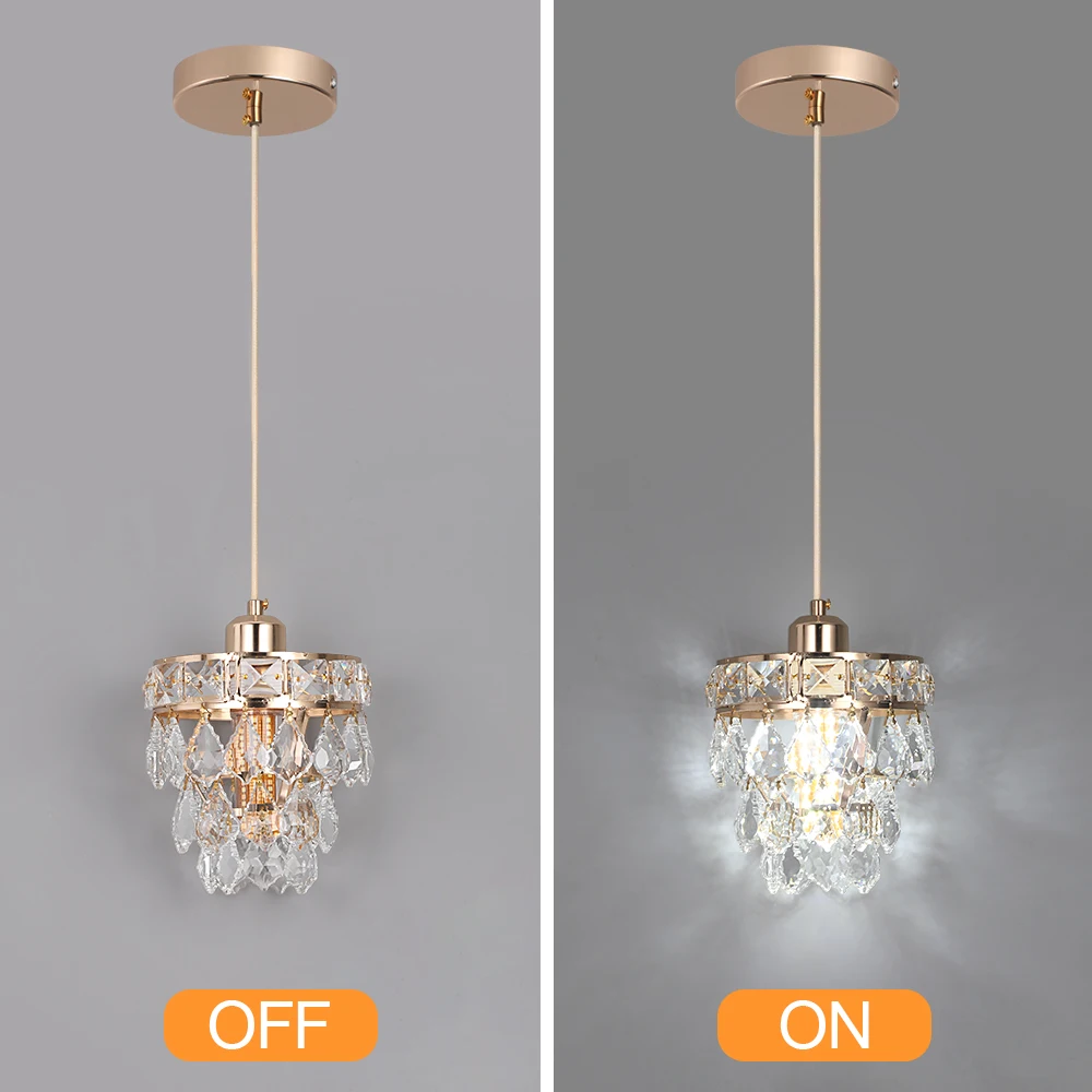 Crystal K9 Chandelier Lamp Living Bedroom Indoor Hanging Lighting Fixtures Modern Gold Pendant Lights for Restaurant Cloakroom E