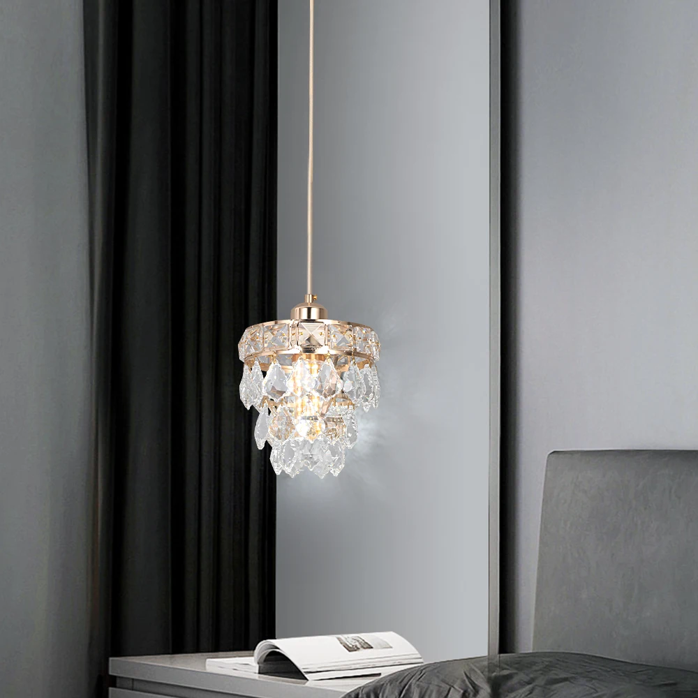 Crystal K9 Chandelier Lamp Living Bedroom Indoor Hanging Lighting Fixtures Modern Gold Pendant Lights for Restaurant Cloakroom E