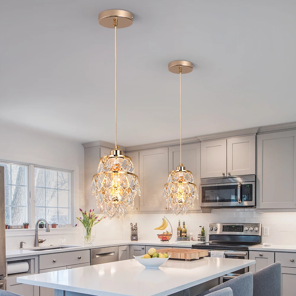 Crystal K9 Chandelier Lamp Living Bedroom Indoor Hanging Lighting Fixtures Modern Gold Pendant Lights for Restaurant Cloakroom E