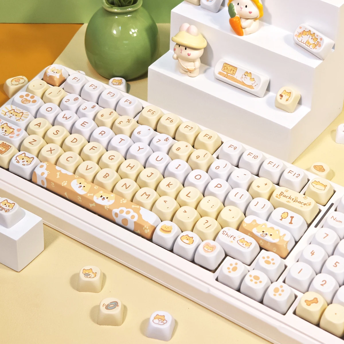 95 Keys Artoon Cute Puppy Cat Kitty Keycaps GMK PBT Keycap MOA Profile Dye Sublimation For DIY Mechanical Keyboard Girls Gift