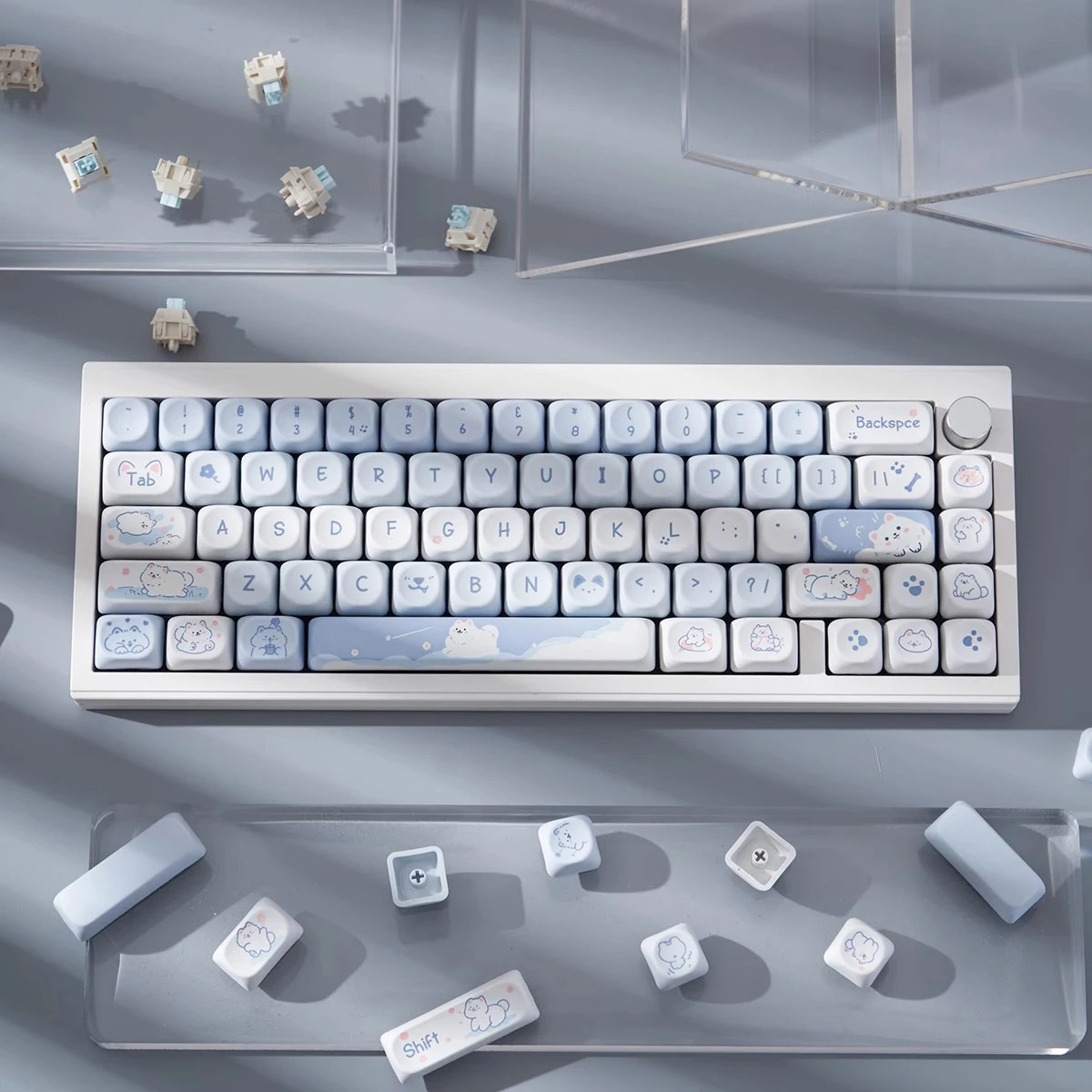 95 Keys Artoon Cute Puppy Cat Kitty Keycaps GMK PBT Keycap MOA Profile Dye Sublimation For DIY Mechanical Keyboard Girls Gift