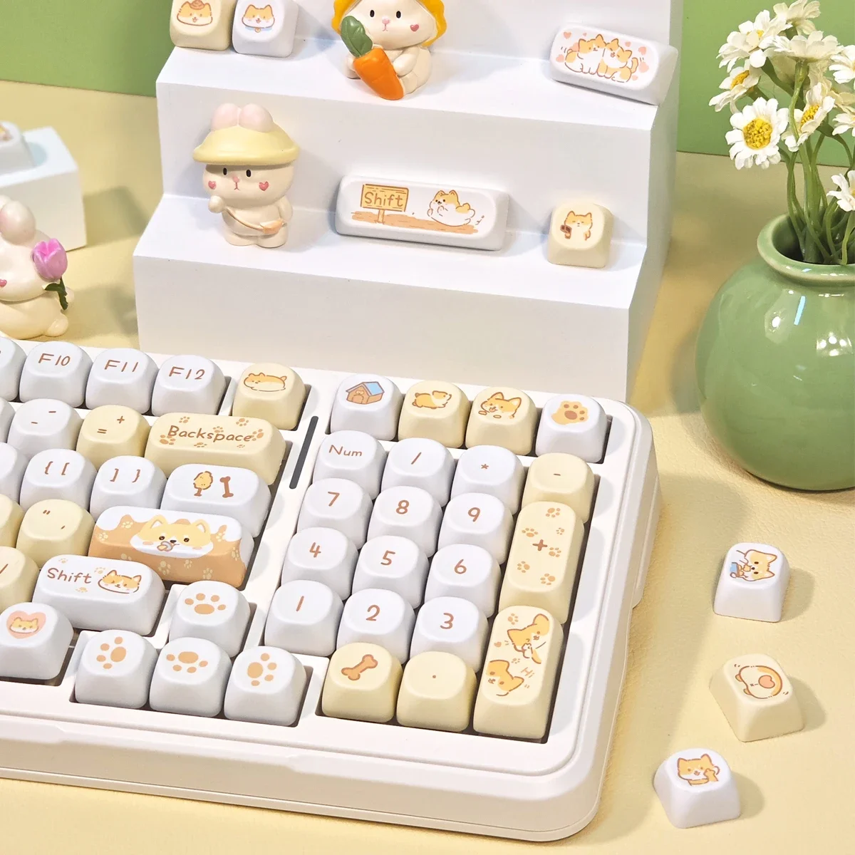 95 Keys Artoon Cute Puppy Cat Kitty Keycaps GMK PBT Keycap MOA Profile Dye Sublimation For DIY Mechanical Keyboard Girls Gift