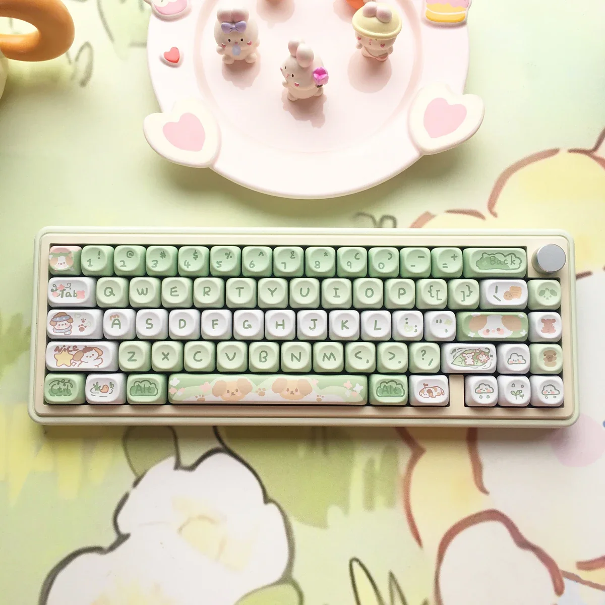95 Keys Artoon Cute Puppy Cat Kitty Keycaps GMK PBT Keycap MOA Profile Dye Sublimation For DIY Mechanical Keyboard Girls Gift