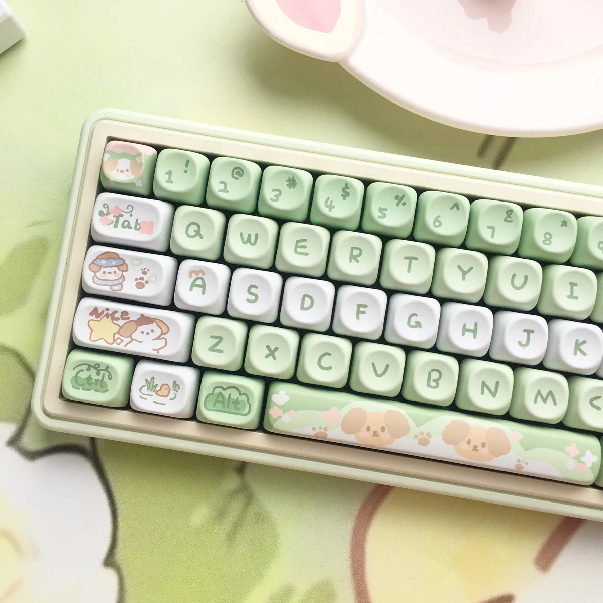 95 Keys Artoon Cute Puppy Cat Kitty Keycaps GMK PBT Keycap MOA Profile Dye Sublimation For DIY Mechanical Keyboard Girls Gift