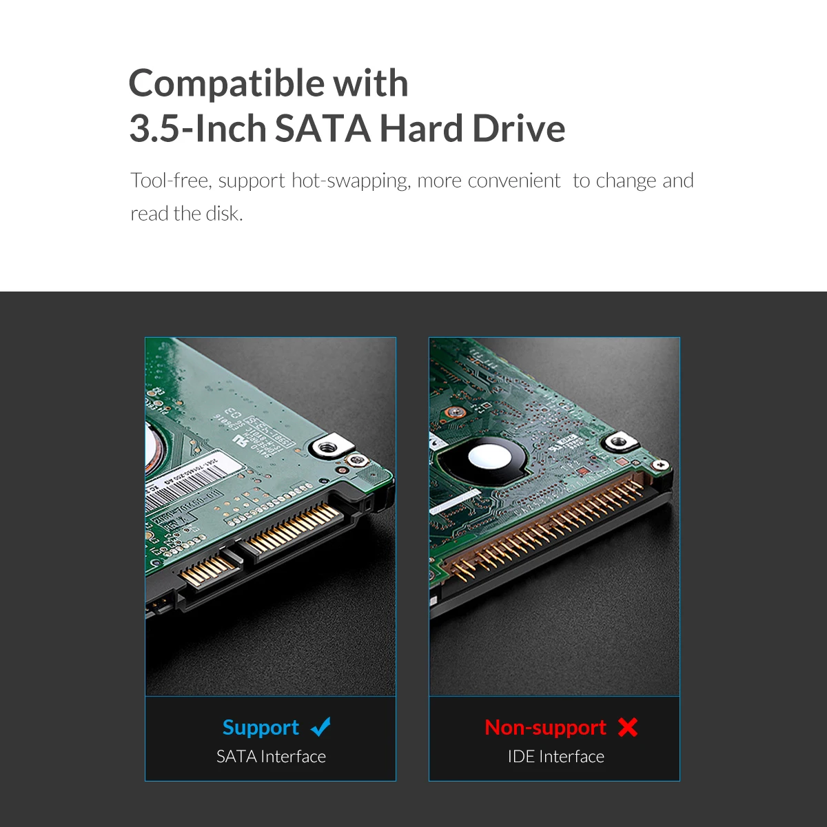 ORICO 2.5 SATA MSATA NGFF Hard Drive Caddy Standard 2.5 to 3.5'' Hard Drive Caddy SATA 3.0 Adapter Internal Drive Bay Tool Free